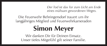 Traueranzeige von Simon Meyer von Pegnitz-Zeitung